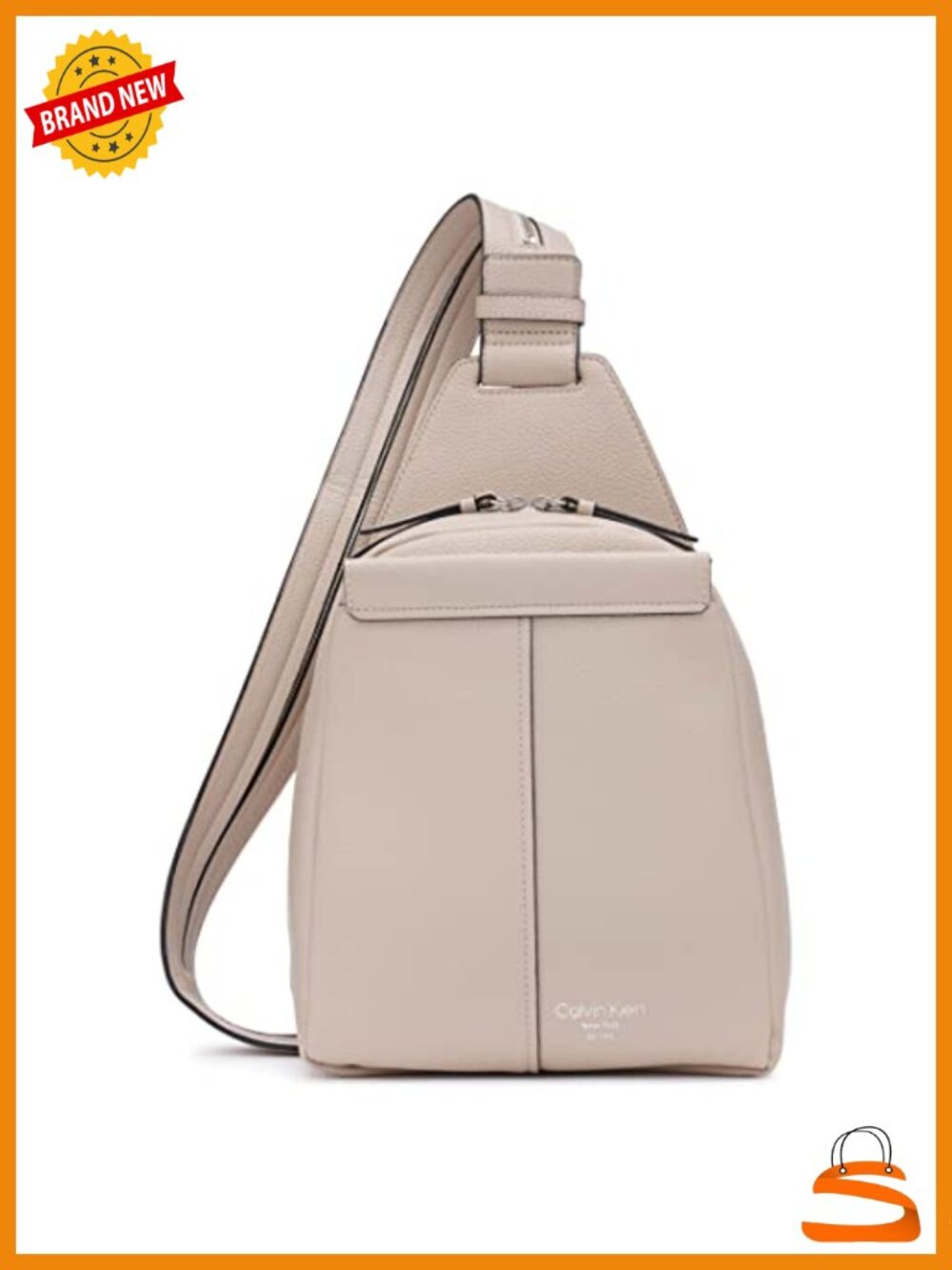 Vegan Leather Convertible Sling Backpack with 2 Pockets